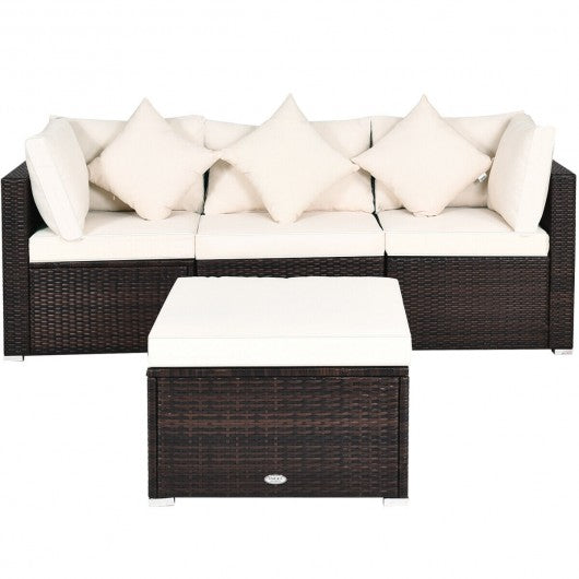 4 Pcs Patio Rattan Wicker Sofa Furniture Set