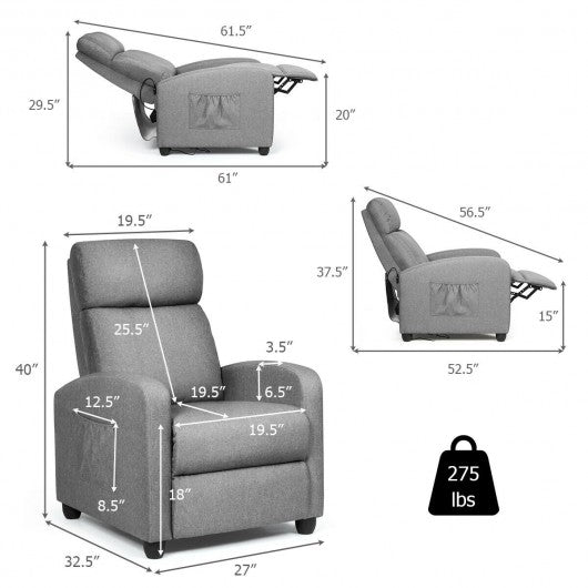 Recliner Sofa Wingback Chair with Massage Function