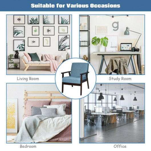 Solid Rubber Wood Fabric Accent Armchair