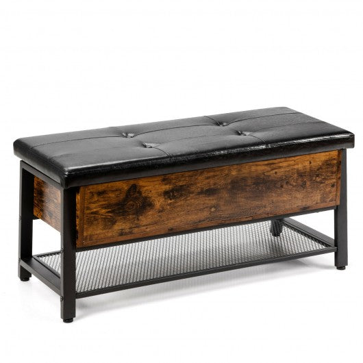 Industrial Storage Shoe Bench with Two Divided Space