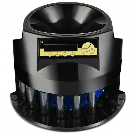 Auto Coin Sorter Dispenser Counting with Coin Tubes & LED Display