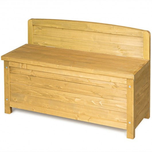 16.5 Gallon Wood Storage Bench Deck Outdoor Seating 35.5
