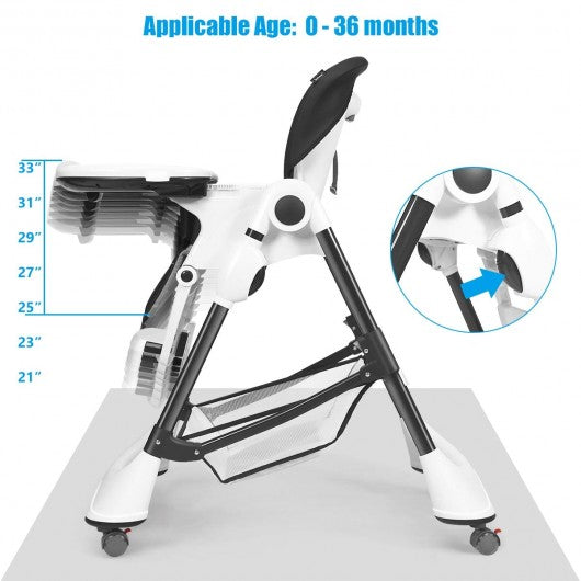 A-Shaped High Chair with 4 Lockable Wheels