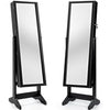 Jewelry Cabinet Stand Mirror Armoire with Large Storage Box