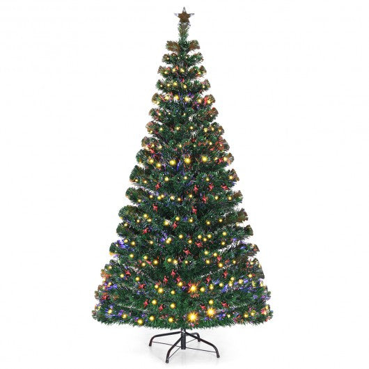 5'/6'7' LED Fiber Optic Artificial Christmas Tree w/ Top Star