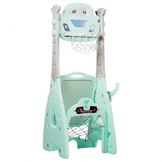 6-in-1 Adjustable Kids Basketball Hoop Set-Blue