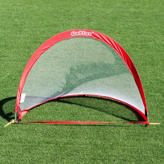 Set of 2 Portable 4' Pop-up Soccer Goals Set w/ Carrying Bag