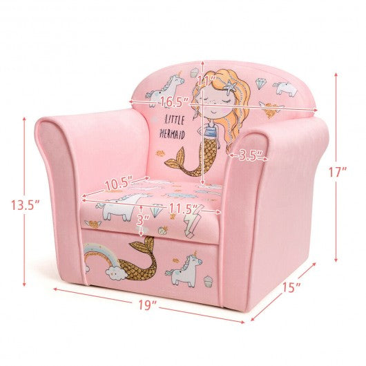 Kids Mermaid Armrest Couch Upholstered  Sofa