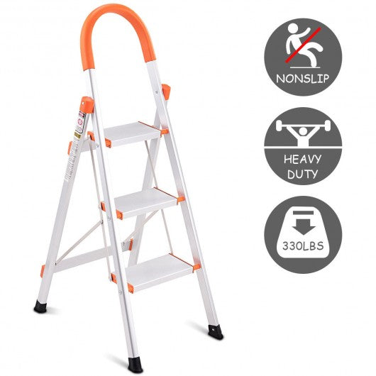 Non-slip 3 Step Aluminum Ladder Folding Platform Stool