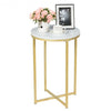 X-Shaped Marble Top Small Round Side Table End Table