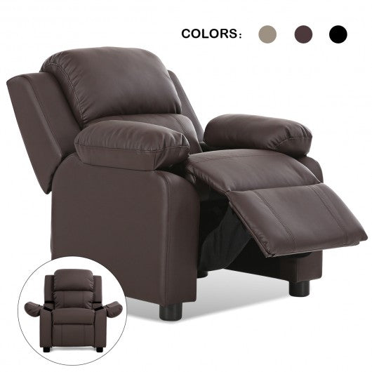 Deluxe Kids Armchair Recliner Headrest Sofa w/ Storage Arms