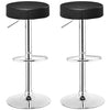 Set of 2  Adjustable Round Leather Seat Swivel Bar Stool