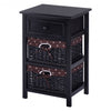 Black/White 3 Tiers 1 Drawer Night Stand-Black