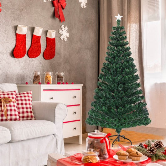 5'/6'7' LED Fiber Optic Artificial Christmas Tree w/ Top Star