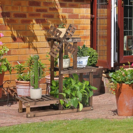 Wood Plant Stand 4 Tier Shelf Multiple Space-saving Rack