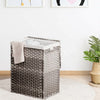 Removable Liner Bag Synthetic Rattan Basket Handwoven Laundry Hamper