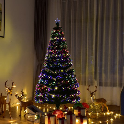 5'/6'7' LED Fiber Optic Artificial Christmas Tree w/ Top Star