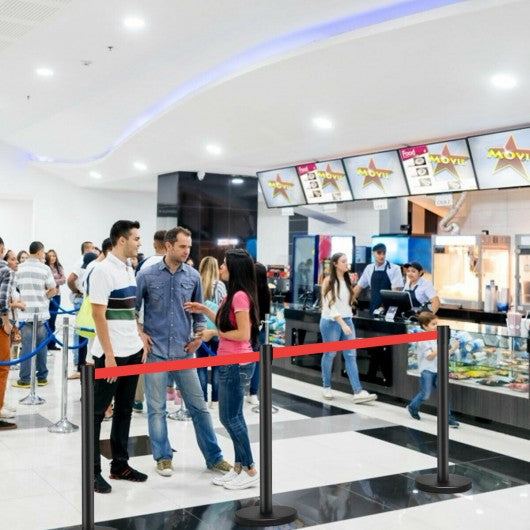 6 pcs Black Stanchion Posts Queue Pole