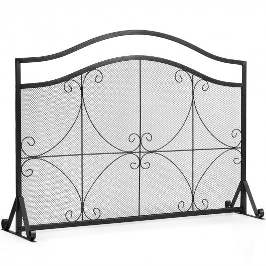 Single Panel Fireplace Screen Free Standing Spark Guard Fence