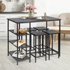 Industrial Dining Bar Pub Table with Metal Frame & Storage Shelves