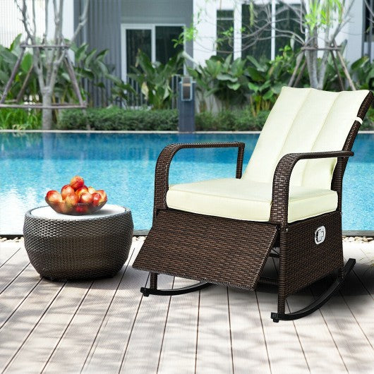 Patio Wicker Porch Garden Lawn Reclining Rocking Chair