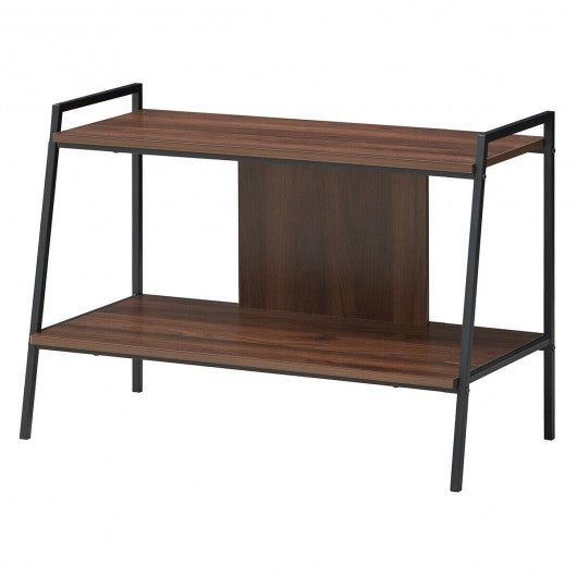 2-Tier TV Stand w/ Shelves & Metal Frame