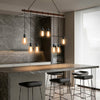 8-light Industrial Pendant Light Wood Hanging Chandelier Fixture