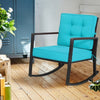 Patio Rattan Rocker Outdoor Glider Rocking Chair Cushion Lawn-Turquoise