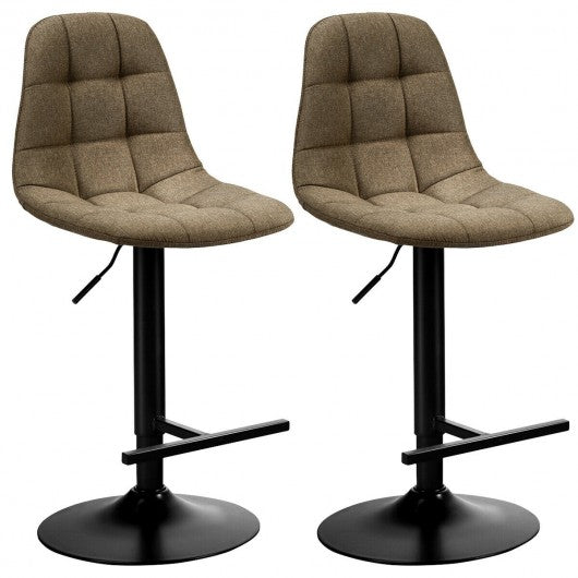 2Pcs Adjustable Bar Stools Swivel Counter Height Linen Chairs