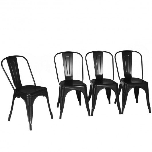 Set of 4 Dining Side Stackable Cafe Metal Chairs