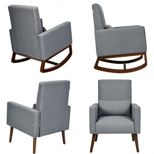 2 in 1 Fabric Upholstered Rocking Chair with Pillow