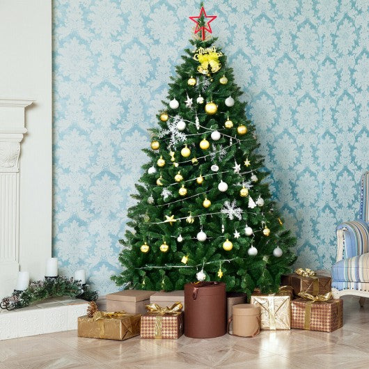 6 Ft Hinged Artificial Christmas Tree with Solid Metal Stand