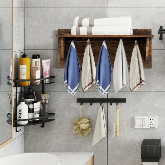 Rustic Wooden Wallounted Entryway Hanging Shelf