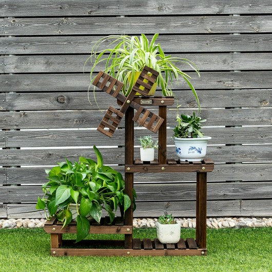 Wood Plant Stand 4 Tier Shelf Multiple Space-saving Rack