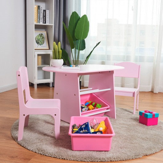 Kids Table and 2 Chairs Set with Storage Boxes