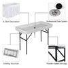 4 Foot Plastic Party Ice Folding Table with Matching Skirt