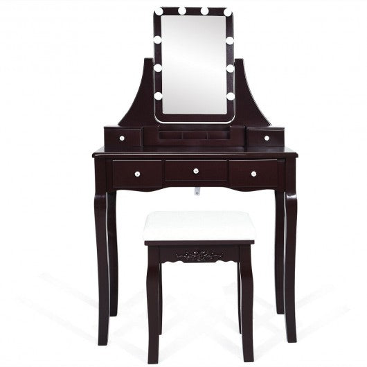 Dimmable Bulbs Touch Switch Vanity Dressing Table Set with Removable Box