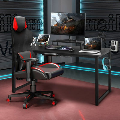 63 inch Gaming Desk with Monitor Shelf Tablet Board