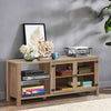 Wooden TV Stand with 2 Metal Mesh Doors