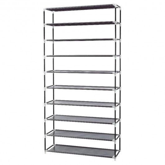 10 Tier 27 Pair Space Saving Shoe Tower Rack with Fabric Cover