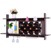 Wall Mount Wine Rack with Glass Holder & Storage Shelf-Walnut