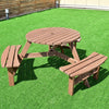 6-Person Patio Wood Picnic Table Beer Bench Set