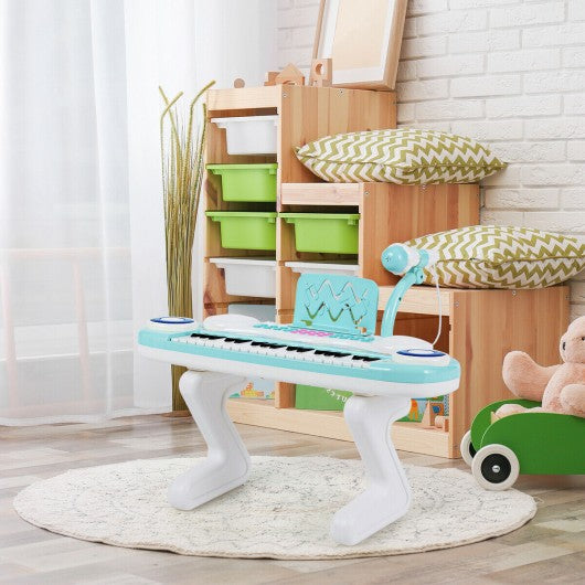 37-key Kids Toy Keyboard Piano with Microphone-Blue