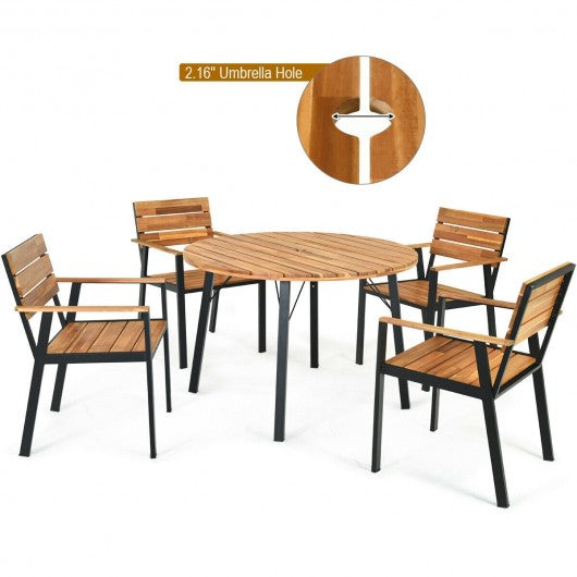 5 pcs Patio Dining Chair Set with Umbrella Hole
