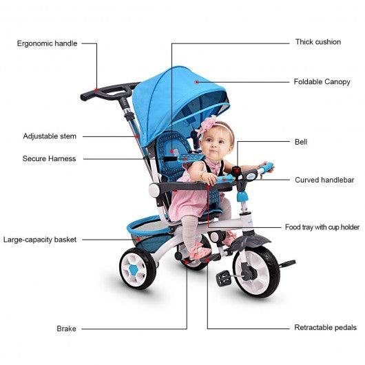 Twins Kids Baby Tricycle With Safety Double Rotatable Seat