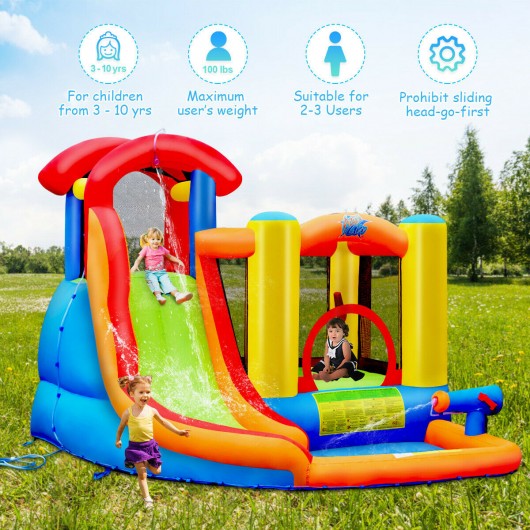 Inflatable Bounce House Water Slide with Pool and Cannon