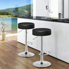 Adjustable Round Leather Swivel Seat Bar Stool-Black