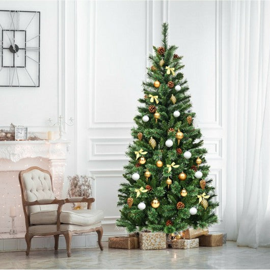 7 ft Premium Hinged Artificial Christmas Tree with Pine Cones