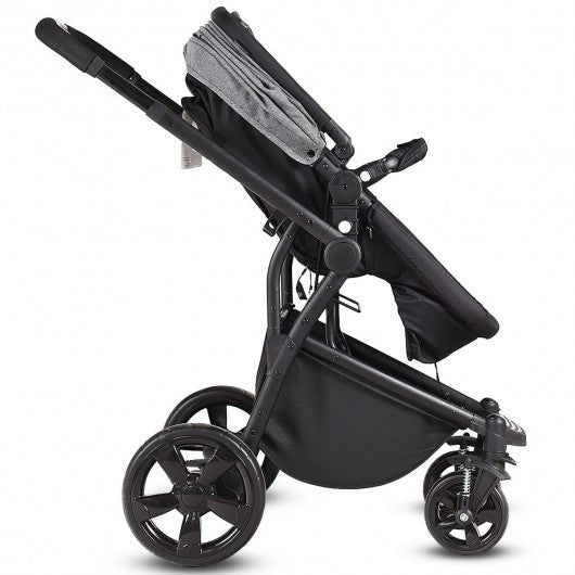 2-in-1 Folding Aluminum Buggy Newborn Travel Baby Stroller-Gray