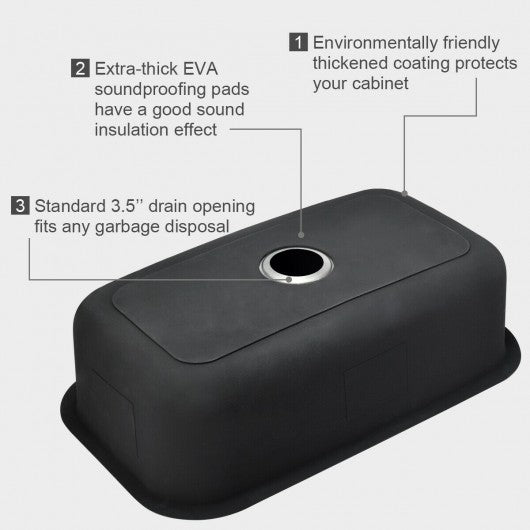 31'' Stainless Steel Single Bowl Kitchen Sink Basin